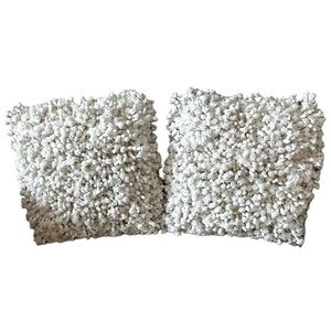 Room Essentials Cream Textured Pom Pom shimmer shaggy Accent Throw Pillows 16x16
